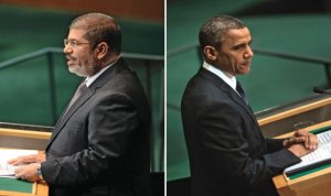 أوباما رئيس الولايات المتحدة - د. محمد مرسي أول رئيس مدني منتخب في مصر